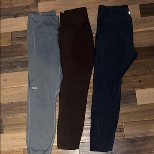 Lot of 3 Under Armour & Old Navy Leggings - Blue, Brown, and Black- Womes Large